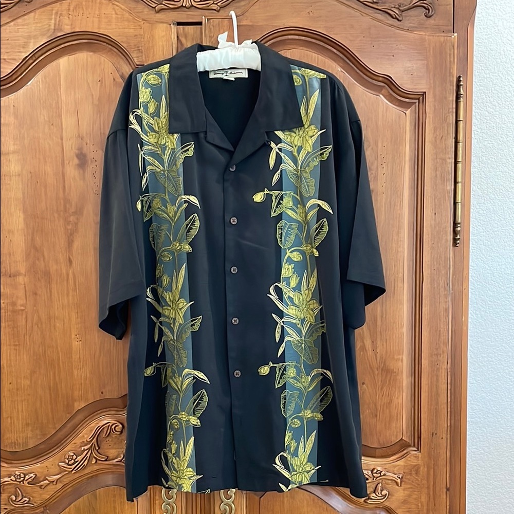 Tommy Bahama Black Shirt with Green Embroidery
